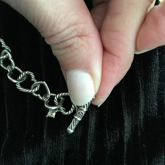 Authentic David Yurman .925 Sterling Silver 750 18K Gold Heart Toggle Bracelet - Picture 6 of 7